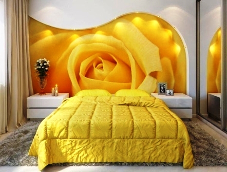 фотообои в спальню над кроватью фото интерьеров
